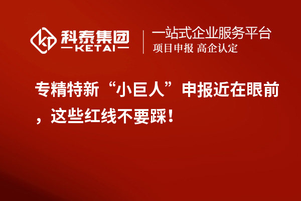 專精特新“小巨人”申報近在眼前，這些紅線不要踩！