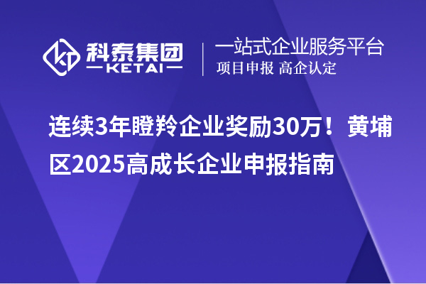 連續(xù)3年瞪羚企業(yè)獎勵30萬！黃埔區(qū)2025高成長企業(yè)申報指南