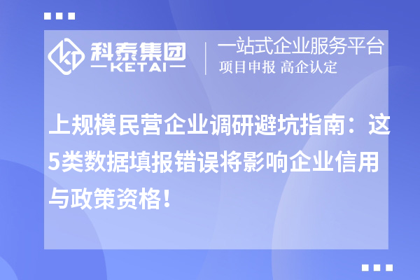 上規(guī)模民營企業(yè)調(diào)研避坑指南：這5類數(shù)據(jù)填報錯誤將影響企業(yè)信用與政策資格！